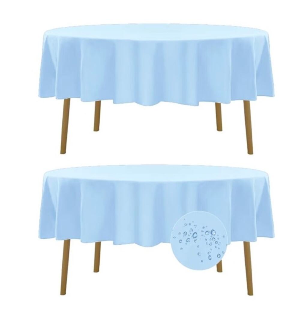 Fokitut Round Tablecloth 70” Blue Mist Waterproof Polyester 2 Pack